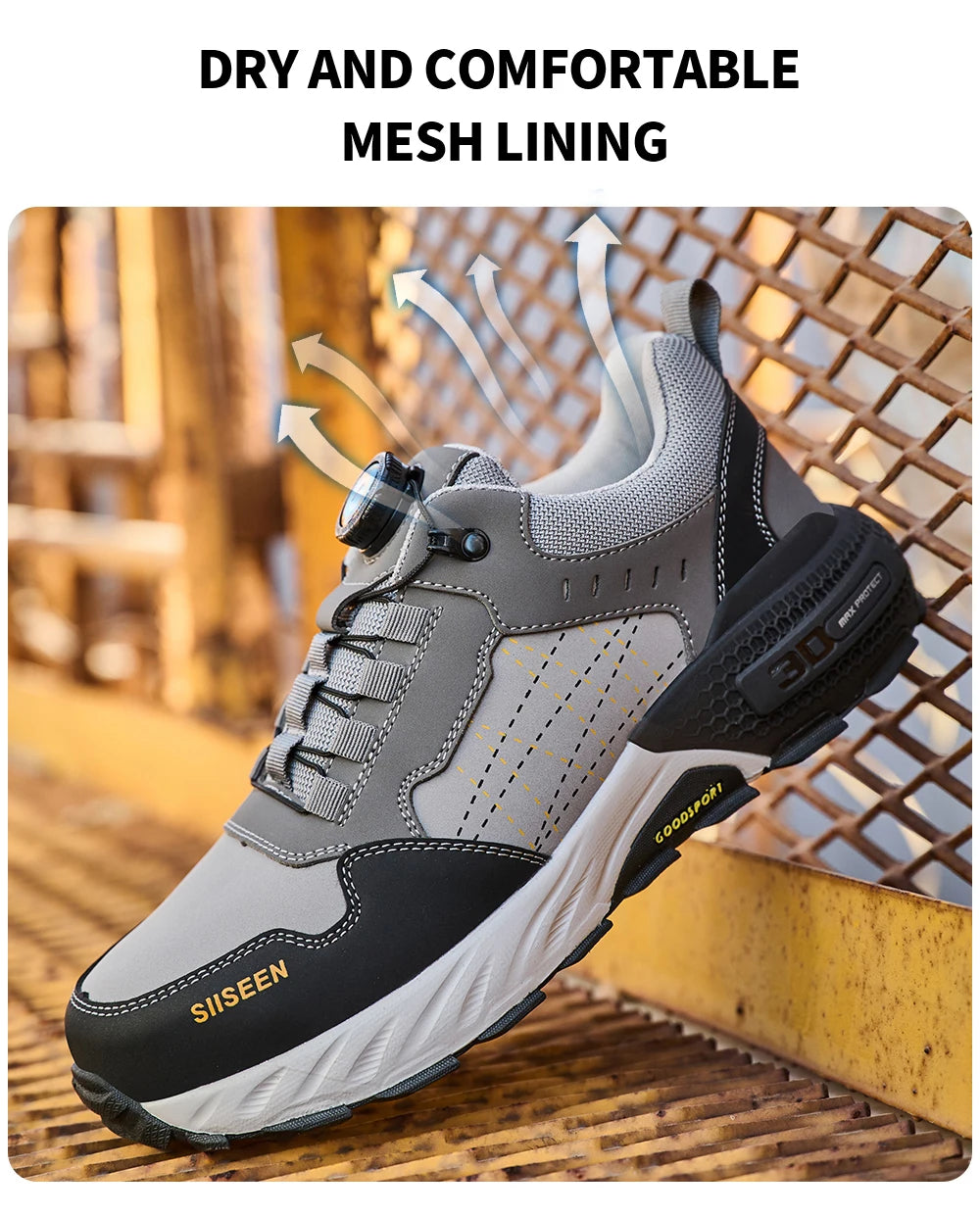 High Quality Work Safety Shoes, Rotating Button Work Sneakers
