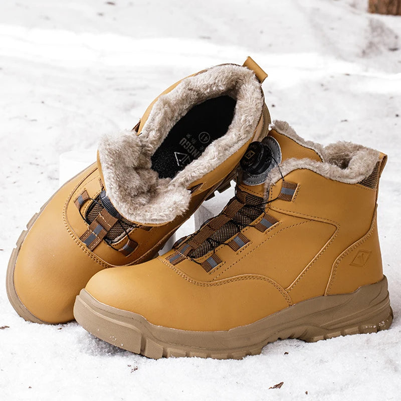 Winter Work Boots Safety Steel Toe Rotating Buttons Shoes Men