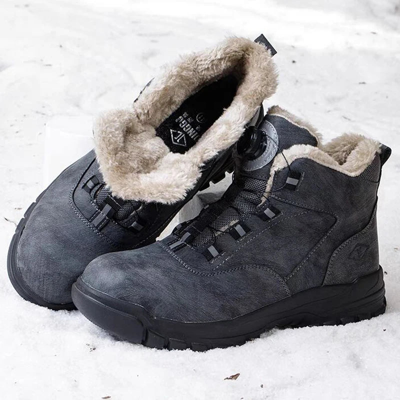 Winter Work Boots Safety Steel Toe Rotating Buttons Shoes Men