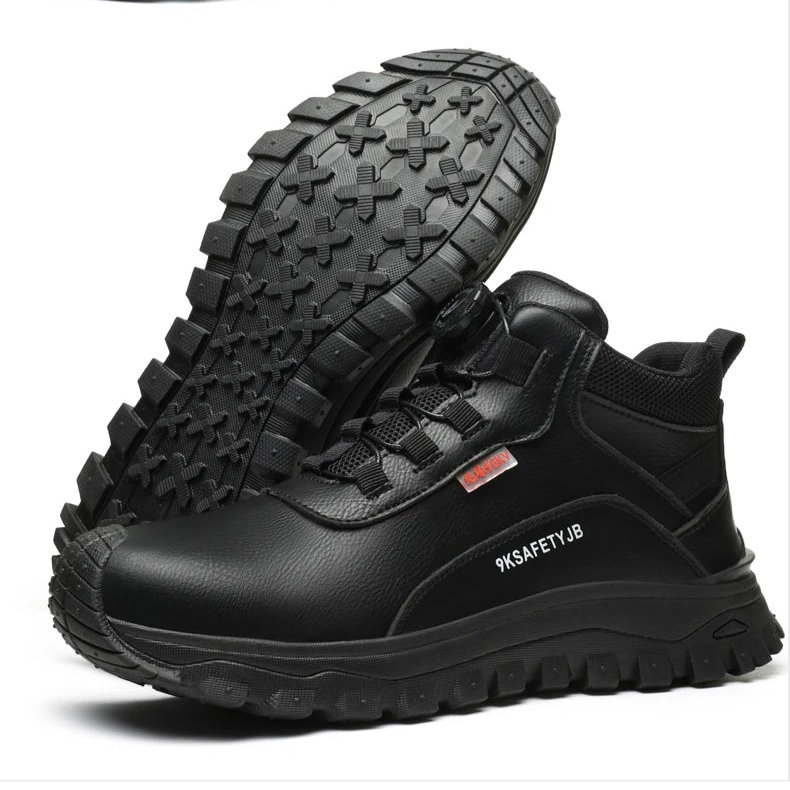 Rotating Button Safety Boots, Steel Toe Boots Waterproof Non-slip