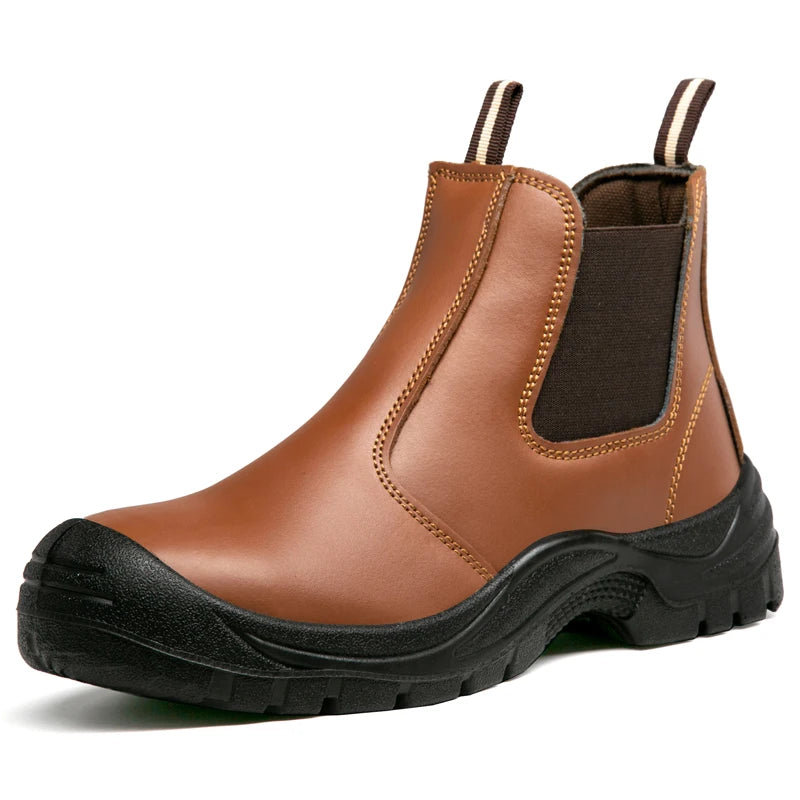 Leather Waterproof Safety Boots, Non-slip, Puncture-Proof Work Boots