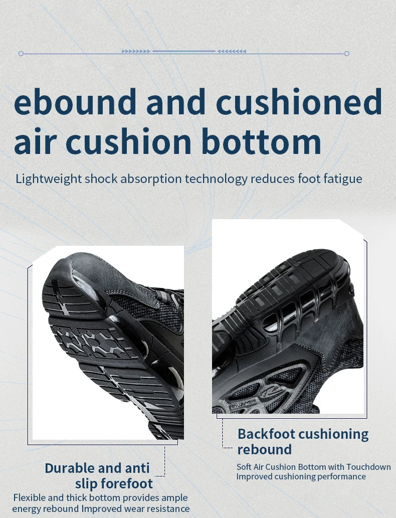 New Rotating Button Work Sneakers Safety Shoes Men Steel Toe Shoes