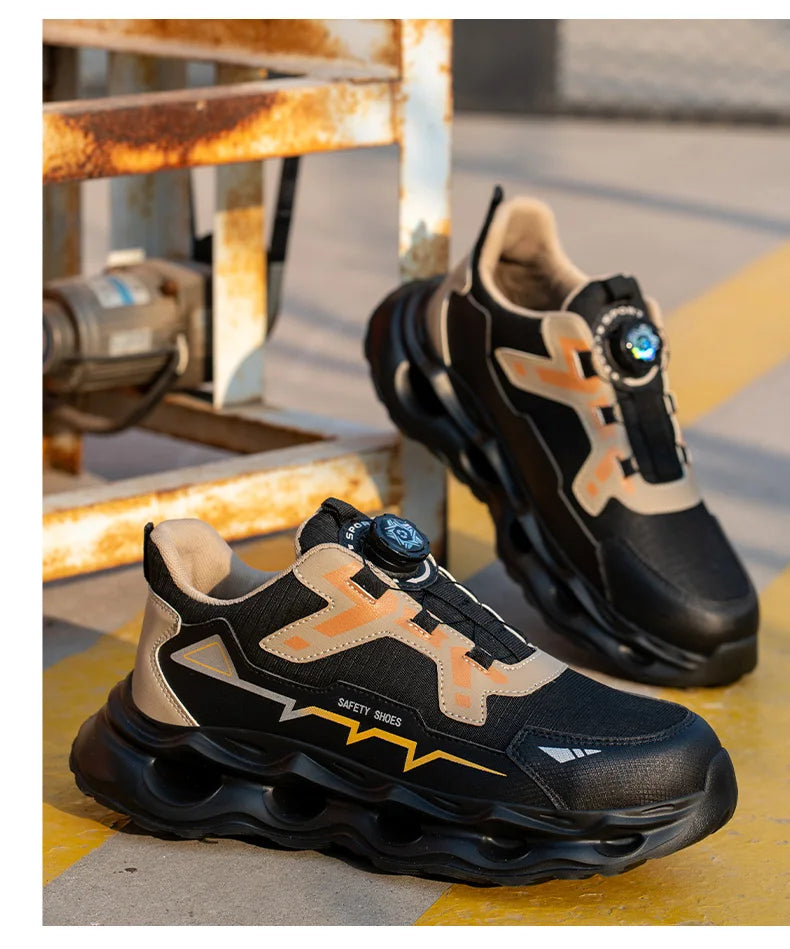 Rotating Button Work Shoes Breathable Safety Shoes Composite Toe