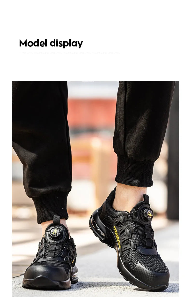 Men's Rotating Button Safety Shoes Steel Toe Puncture-Proof