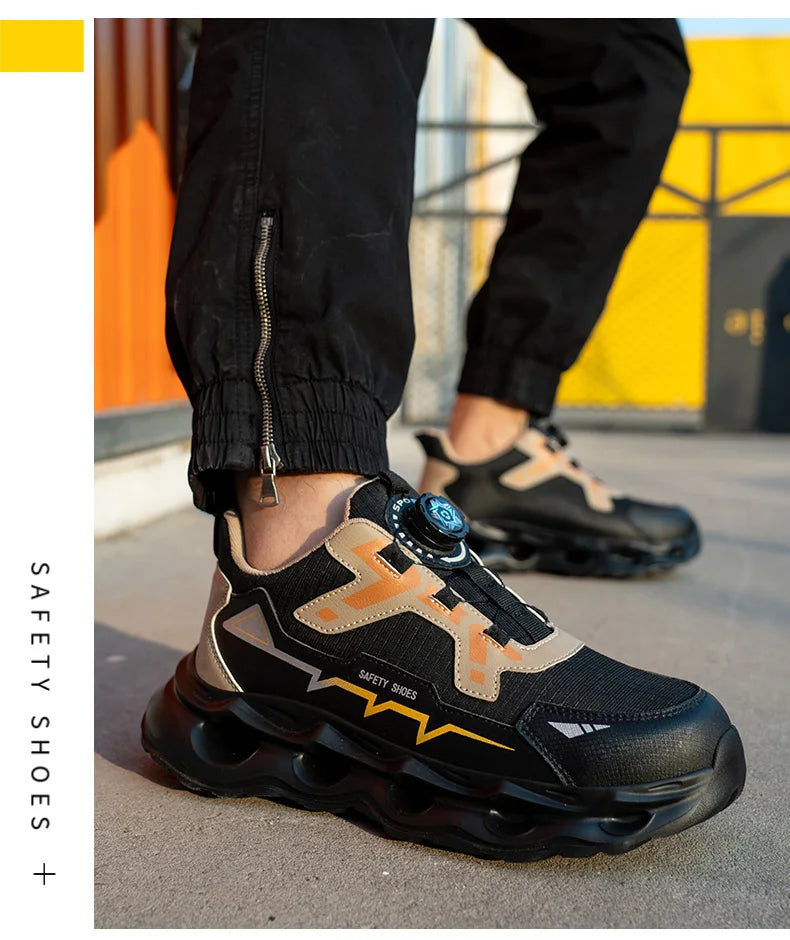 Rotating Button Work Shoes Breathable Safety Shoes Composite Toe