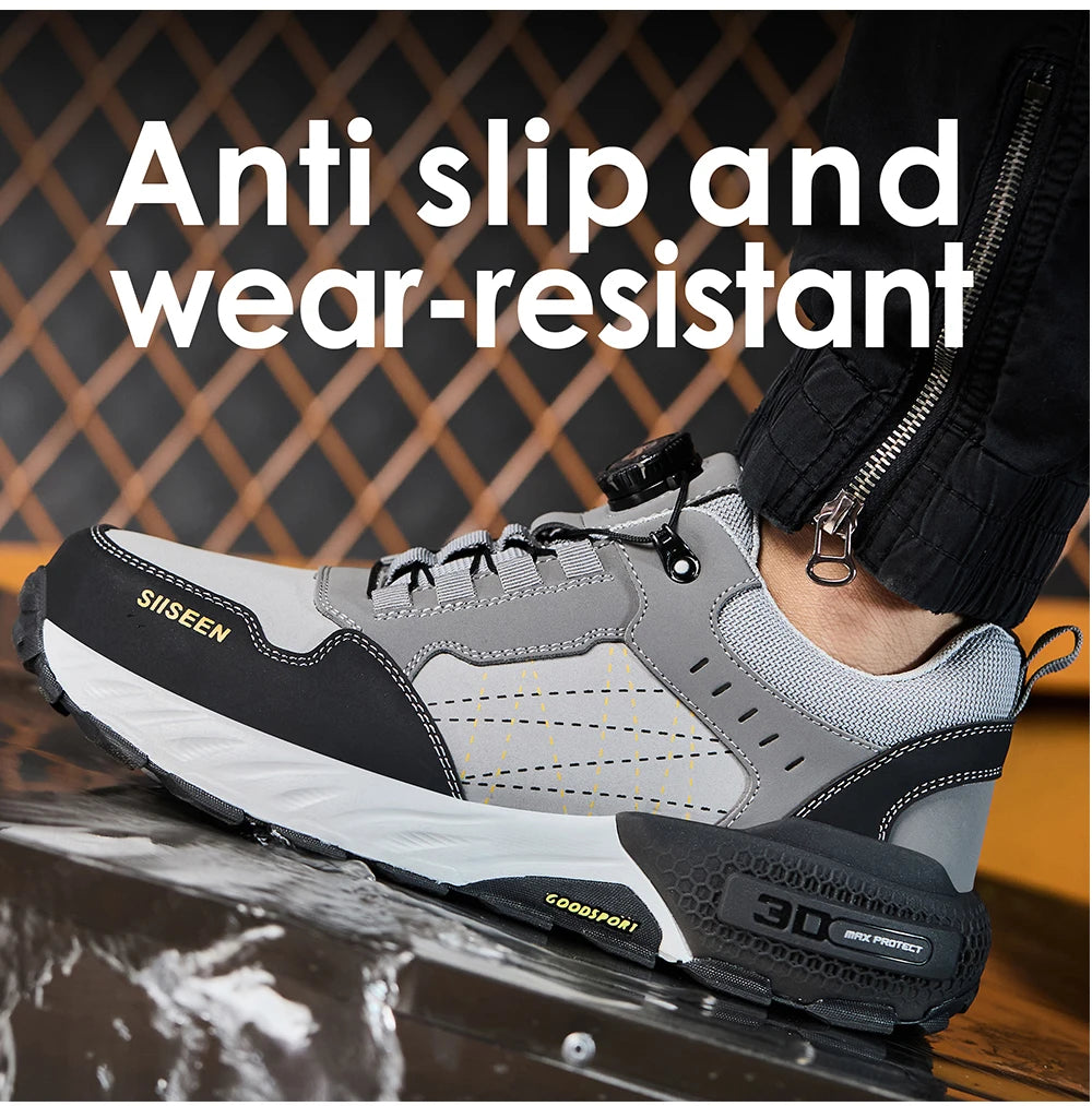 High Quality Work Safety Shoes, Rotating Button Work Sneakers