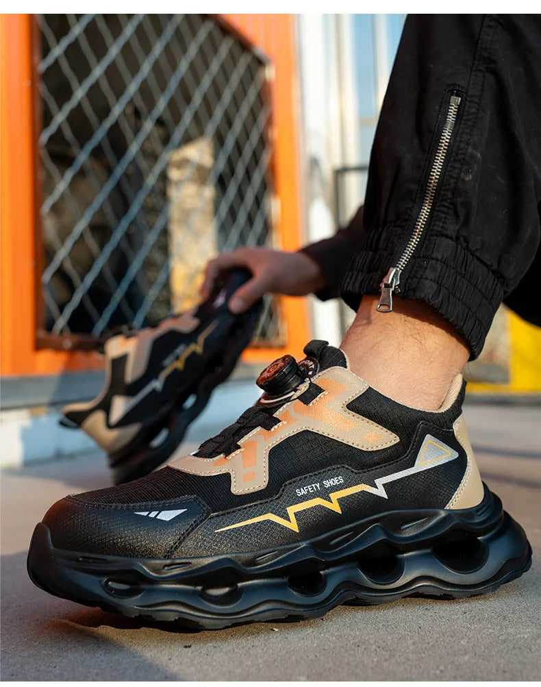 Rotating Button Work Shoes Breathable Safety Shoes Composite Toe