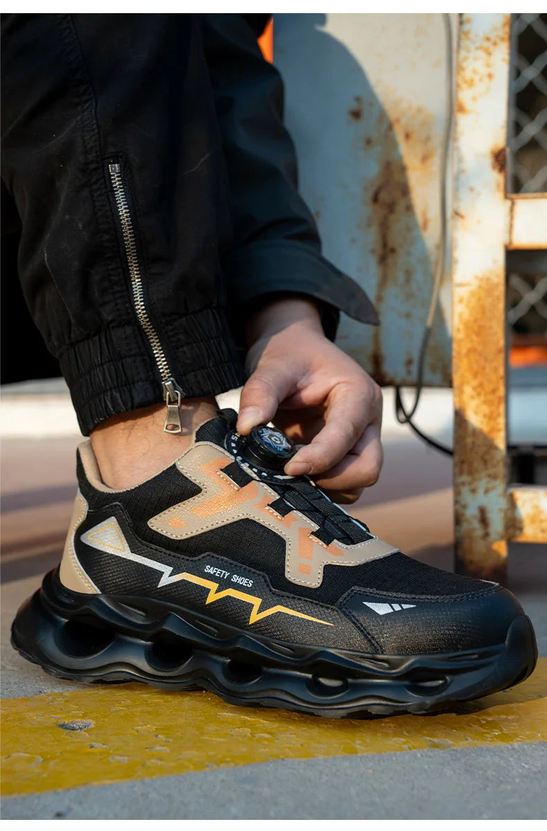 Rotating Button Work Shoes Breathable Safety Shoes Composite Toe