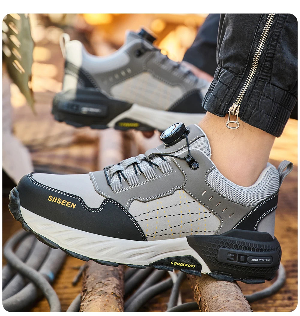 High Quality Work Safety Shoes, Rotating Button Work Sneakers