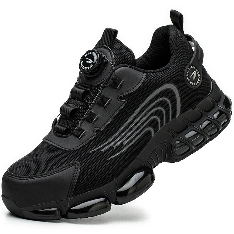 New Rotating Button Work Sneakers Safety Shoes Men Steel Toe Shoes
