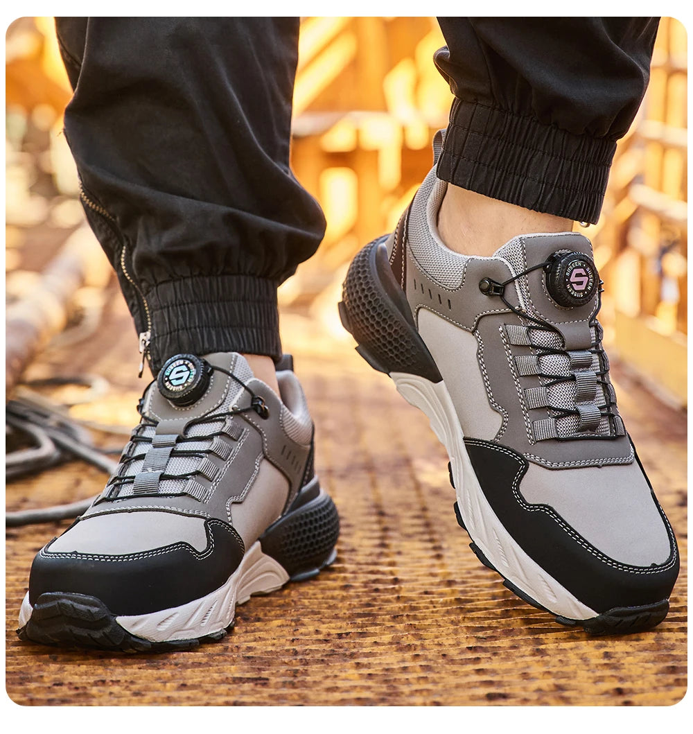 High Quality Work Safety Shoes, Rotating Button Work Sneakers