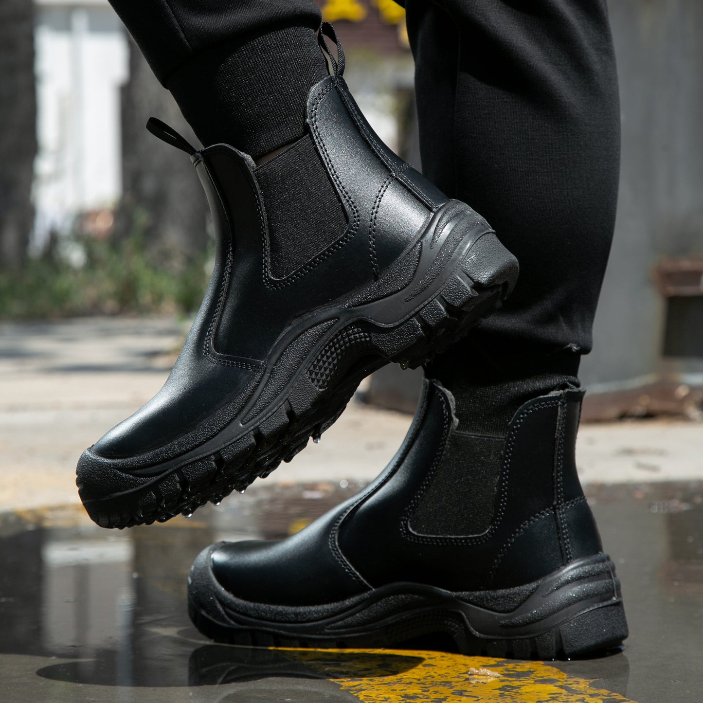 Leather Waterproof Safety Boots, Non-slip, Puncture-Proof Work Boots