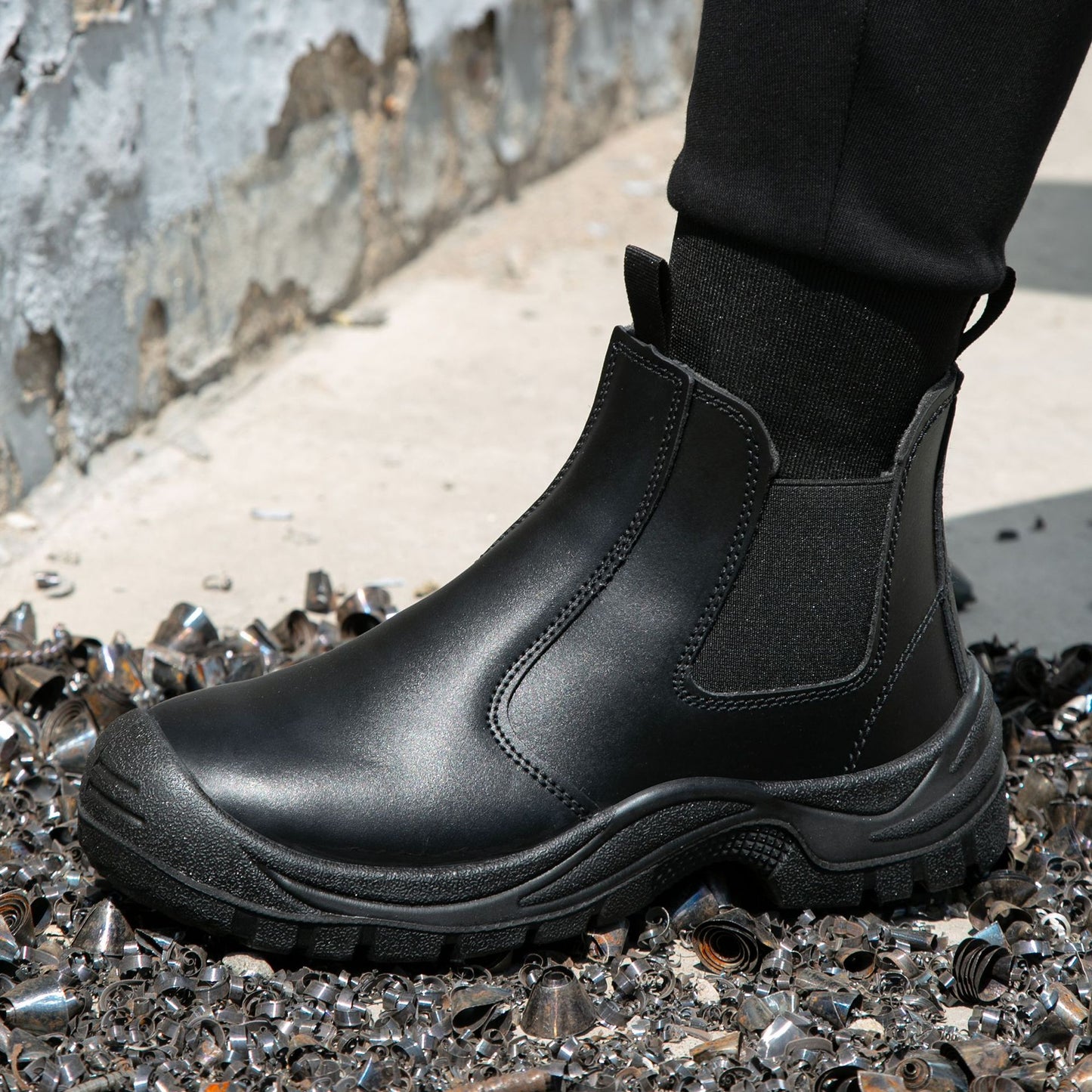 Leather Waterproof Safety Boots, Non-slip, Puncture-Proof Work Boots