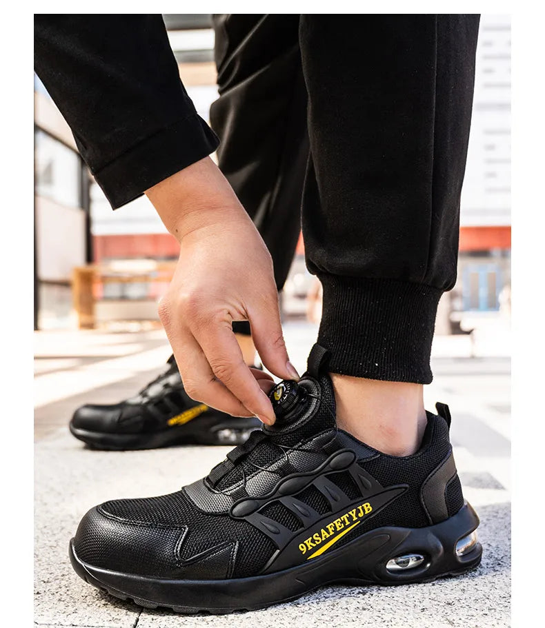 Men's Rotating Button Safety Shoes Steel Toe Puncture-Proof 