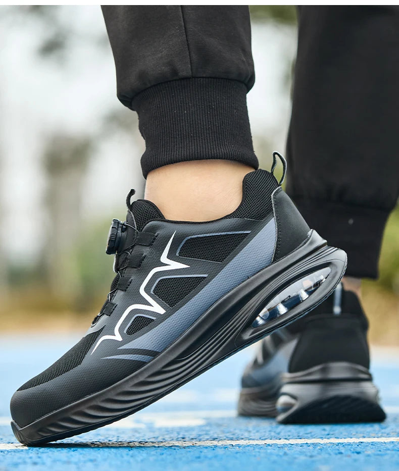 Fashion Safety Shoes Rotating Button Work Sneakers Steel Toe Shoes