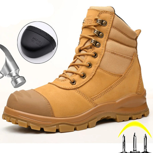 2025 Genuine Leather Men Boots Protective Shoes Puncture-Proof