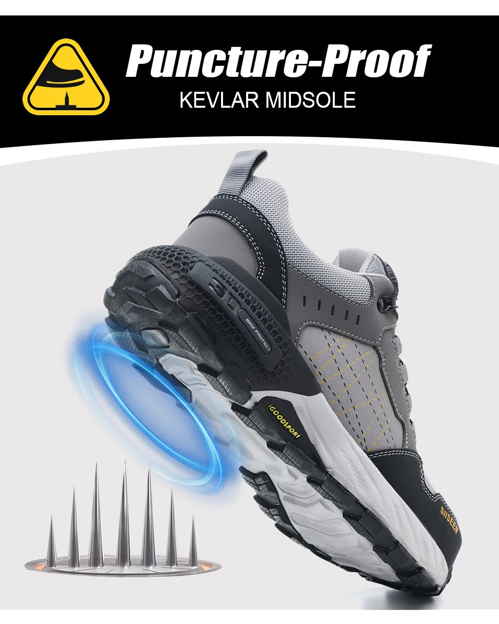 High Quality Work Safety Shoes, Rotating Button Work Sneakers