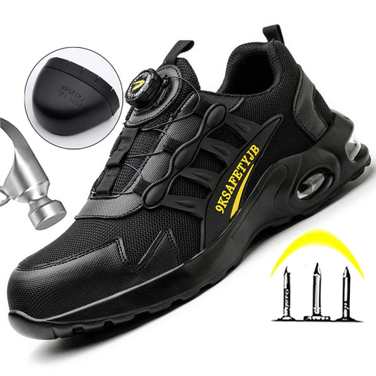 Men's Rotating Button Safety Shoes Steel Toe Puncture-Proof 