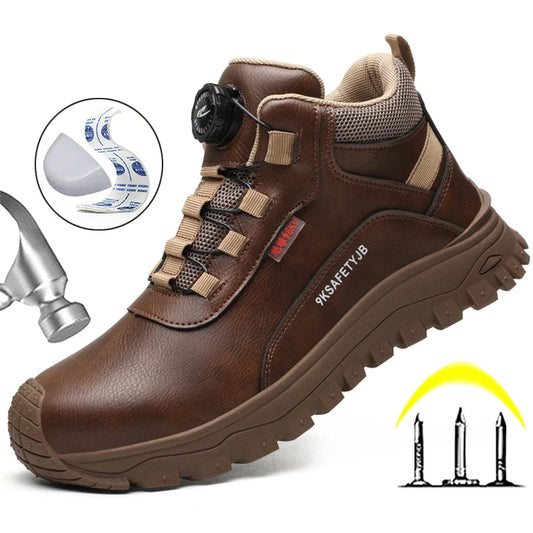 Rotating Button Safety Boots, Steel Toe Boots Waterproof Non-slip