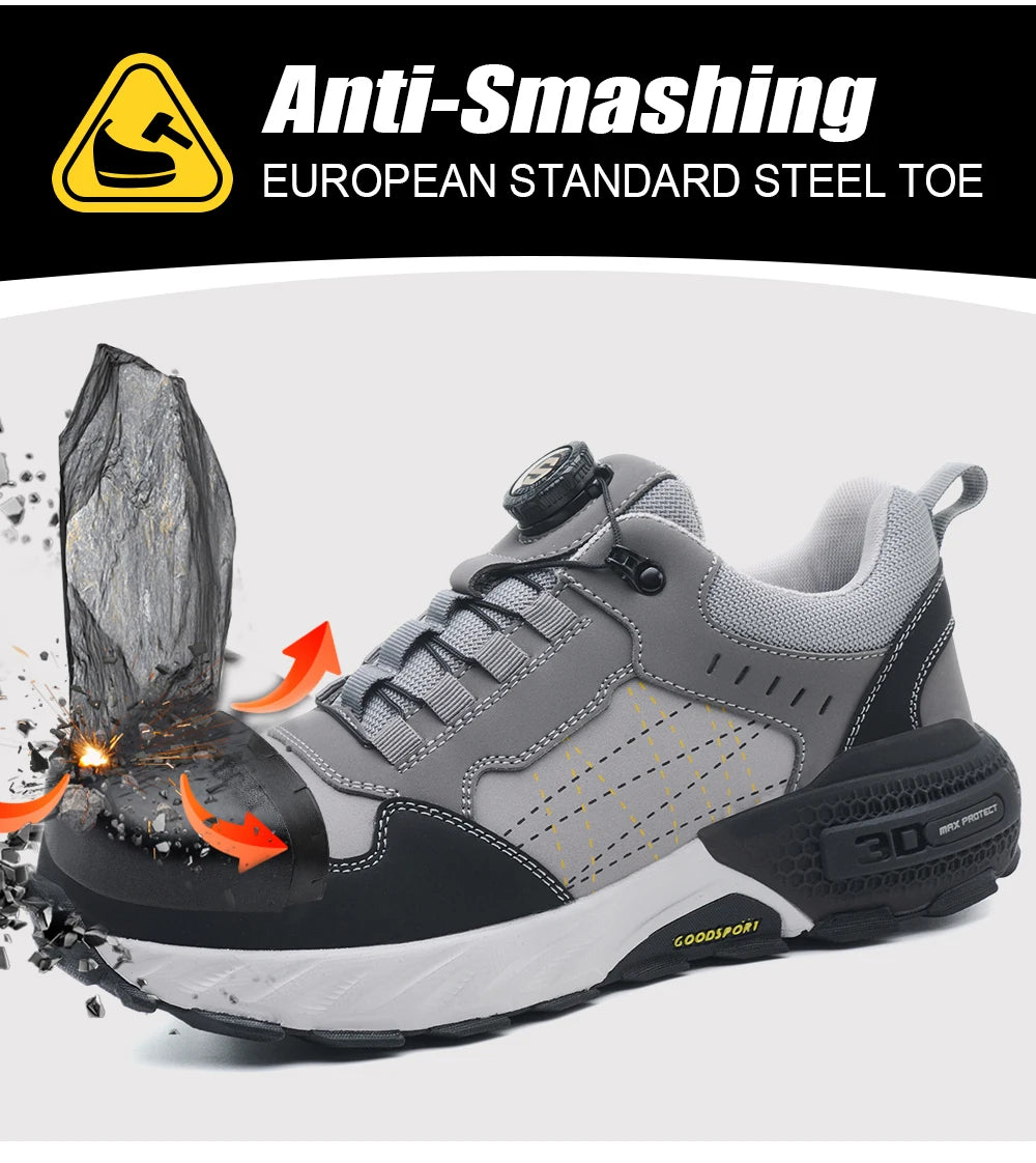 High Quality Work Safety Shoes, Rotating Button Work Sneakers