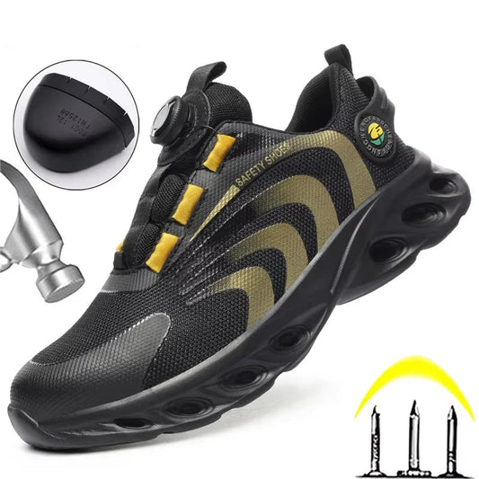 Rotary Buckle Work Sneakers Lightweight Anti-smash Steel Toe Shoes