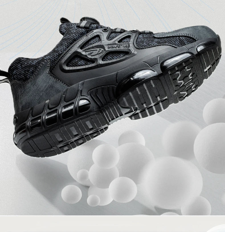 New Rotating Button Work Sneakers Safety Shoes Men Steel Toe Shoes