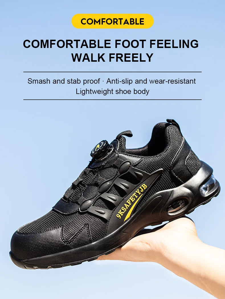 Men's Rotating Button Safety Shoes Steel Toe Puncture-Proof 