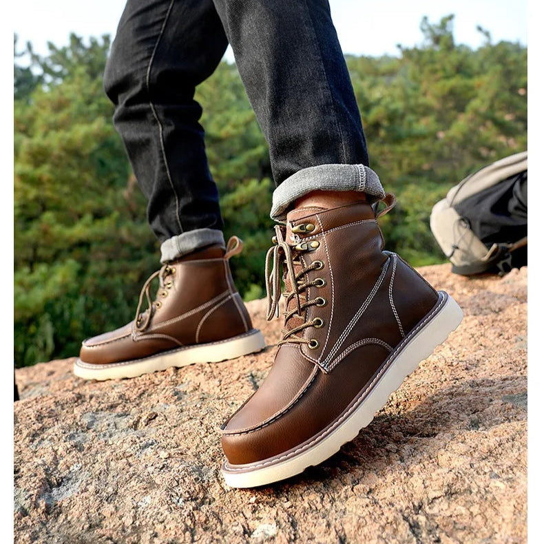 High Quality Leather Work Boots Waterproof, Ankle Boots Steel Toe