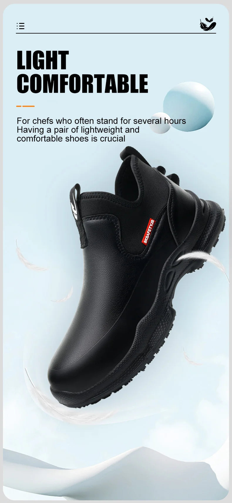 Fashionable Leather Chef Shoes Waterproof And Anti Slip, Oil Resistant