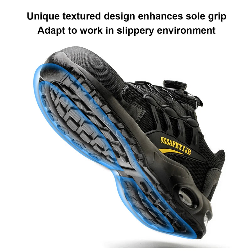 Men's Rotating Button Safety Shoes Steel Toe Puncture-Proof 