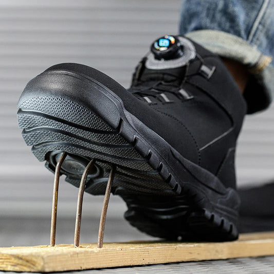 Winter Work Boots Safety Steel Toe Rotating Buttons Shoes Men