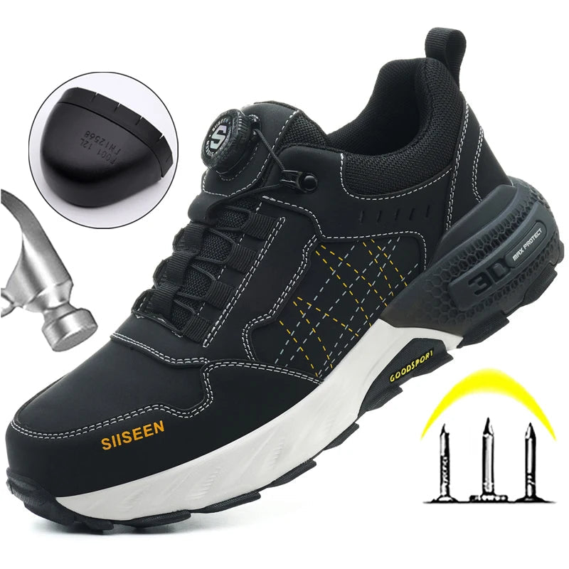 High Quality Work Safety Shoes, Rotating Button Work Sneakers