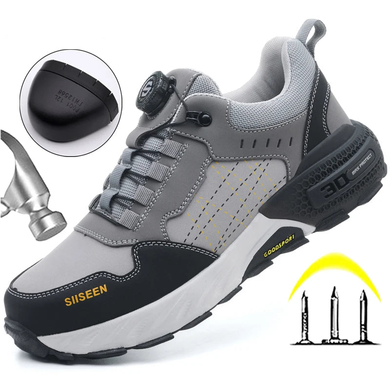 High Quality Work Safety Shoes, Rotating Button Work Sneakers