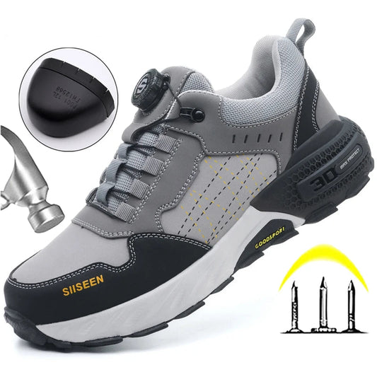 High Quality Work Safety Shoes, Rotating Button Work Sneakers