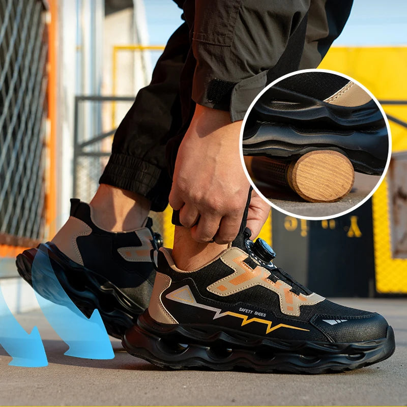 Rotating Button Work Shoes Breathable Safety Shoes Composite Toe