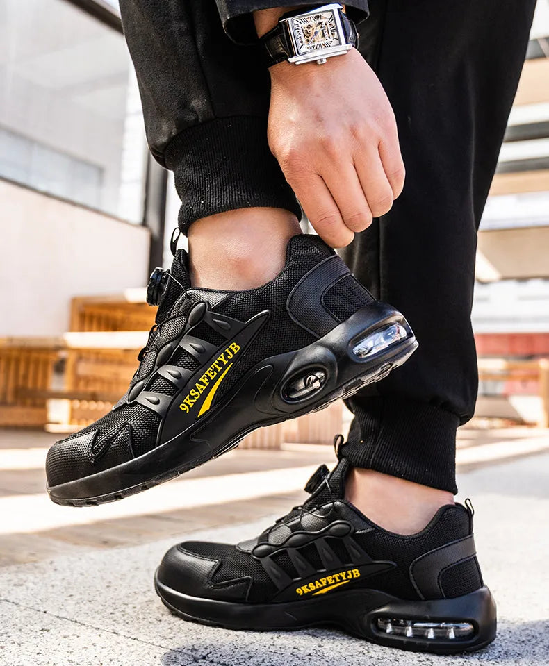 Men's Rotating Button Safety Shoes Steel Toe Puncture-Proof 