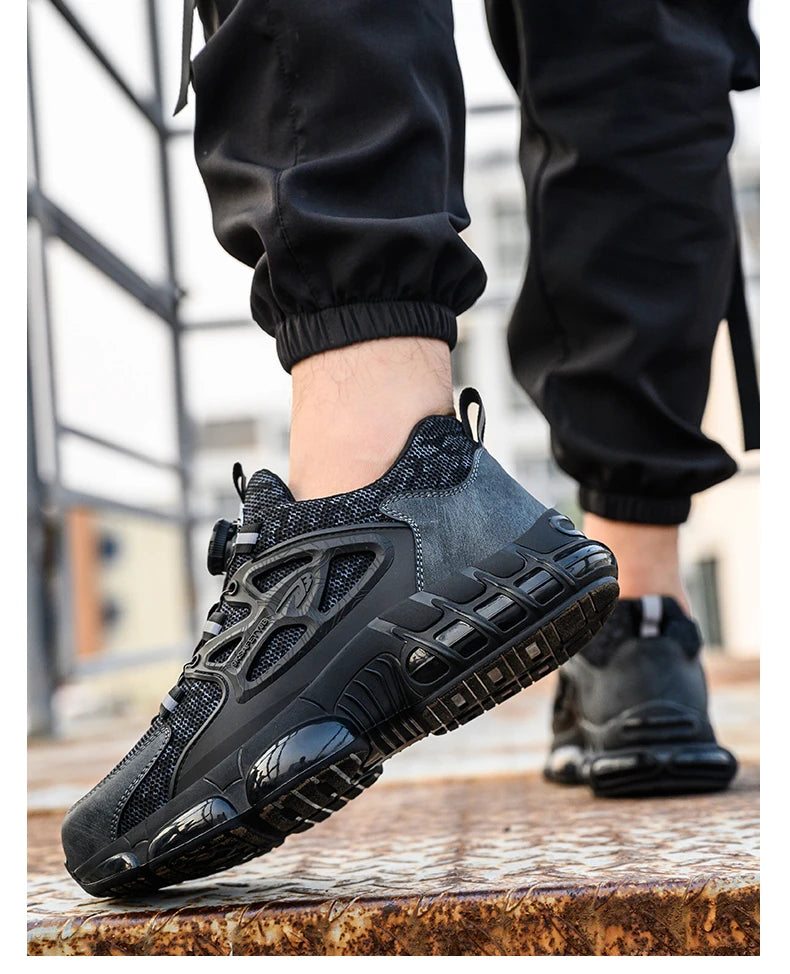 New Rotating Button Work Sneakers Safety Shoes Men Steel Toe Shoes