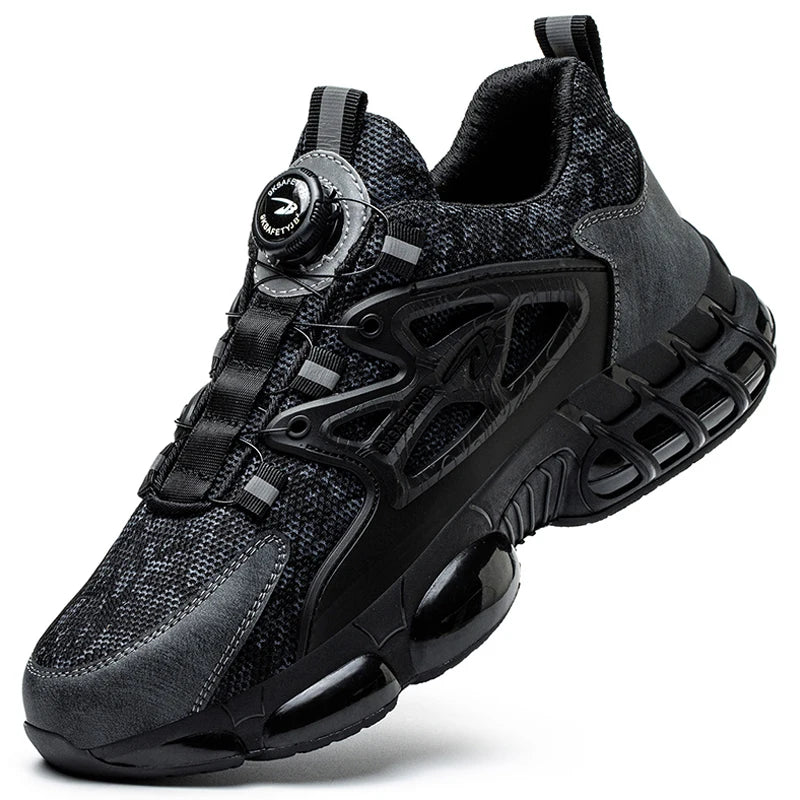 New Rotating Button Work Sneakers Safety Shoes Men Steel Toe Shoes