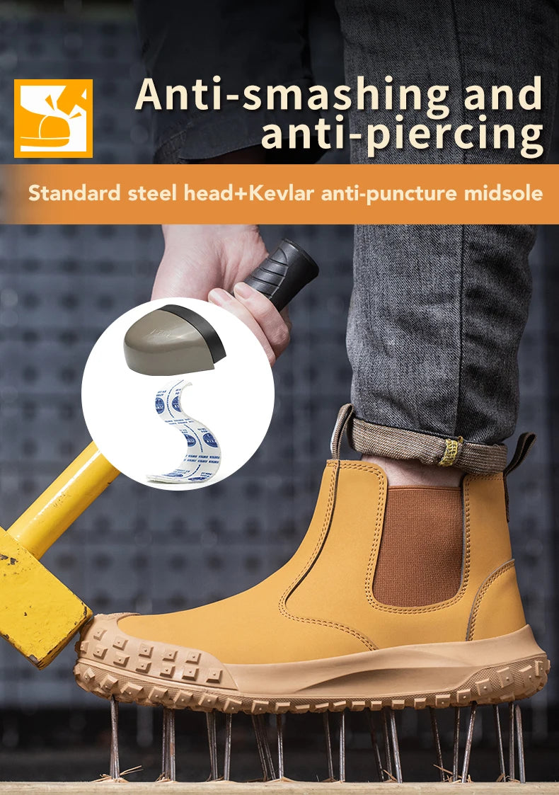 Leather Waterproof Safety Boots, Puncture-Proof Steel Toe Boots