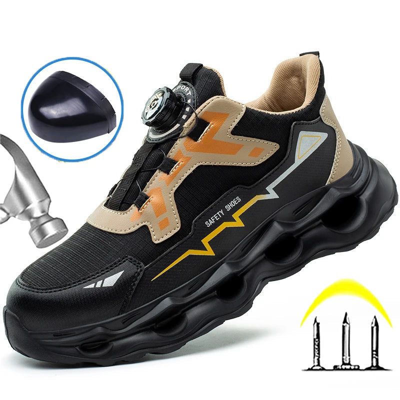 Rotating Button Work Shoes Breathable Safety Shoes Composite Toe