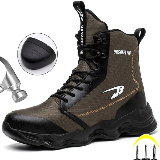 2025 New Safety Shoes Men Boots High Top Work Sneakers Steel Toe Cap