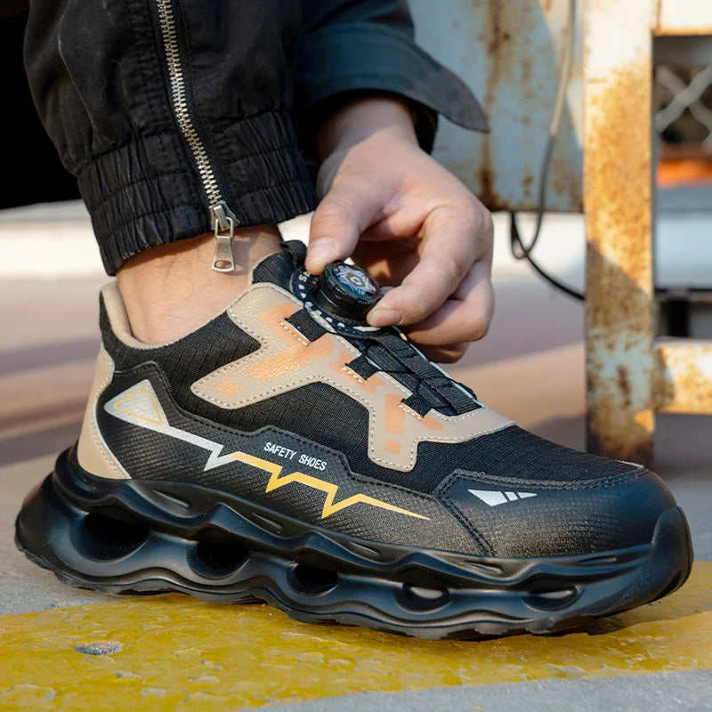 Rotating Button Work Shoes Breathable Safety Shoes Composite Toe