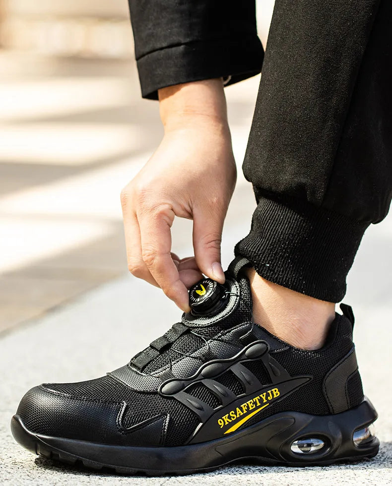 Men's Rotating Button Safety Shoes Steel Toe Puncture-Proof 