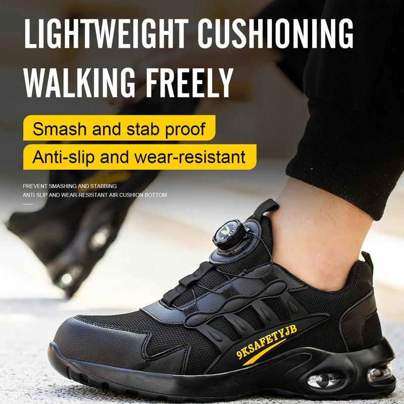 Men's Rotating Button Safety Shoes Steel Toe Puncture-Proof 