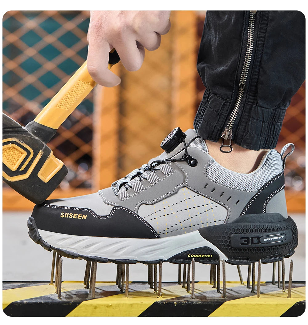 High Quality Work Safety Shoes, Rotating Button Work Sneakers