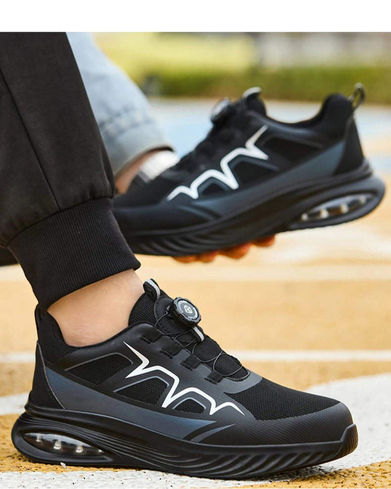 Fashion Safety Shoes Rotating Button Work Sneakers Steel Toe Shoes