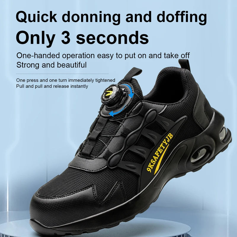 Men's Rotating Button Safety Shoes Steel Toe Puncture-Proof 