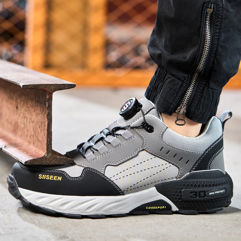 High Quality Work Safety Shoes, Rotating Button Work Sneakers