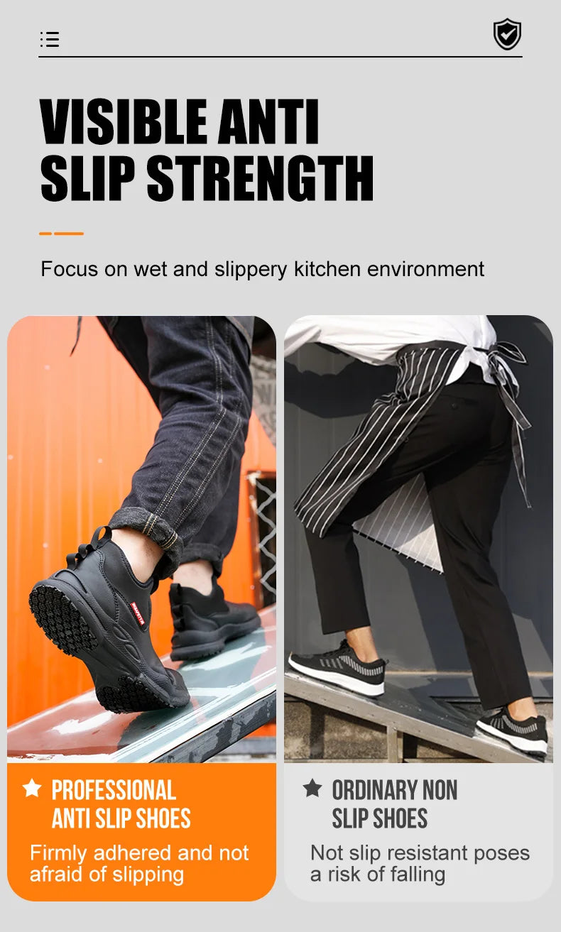 Fashionable Leather Chef Shoes Waterproof And Anti Slip, Oil Resistant