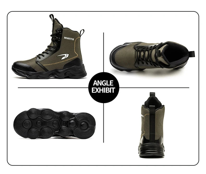 2025 New Safety Shoes Men Boots High Top Work Sneakers Steel Toe Cap